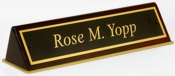 Piano Finish Desk Sign with Rosewood Holder 2"x9-1/2" (O.M.)